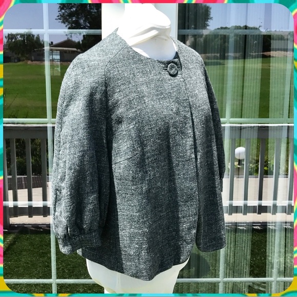 BANANA REPUBLIC Marled Gray 1-Button Wool Blend Swing Jacket Plus Size 14 / XL - Picture 5 of 8